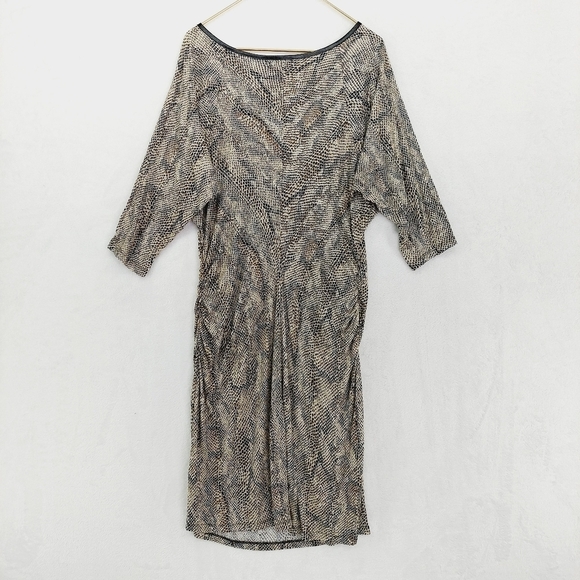 Allen Schwartz Brown Black & White Snake Print Ruched Dress 5059 - Picture 4 of 7